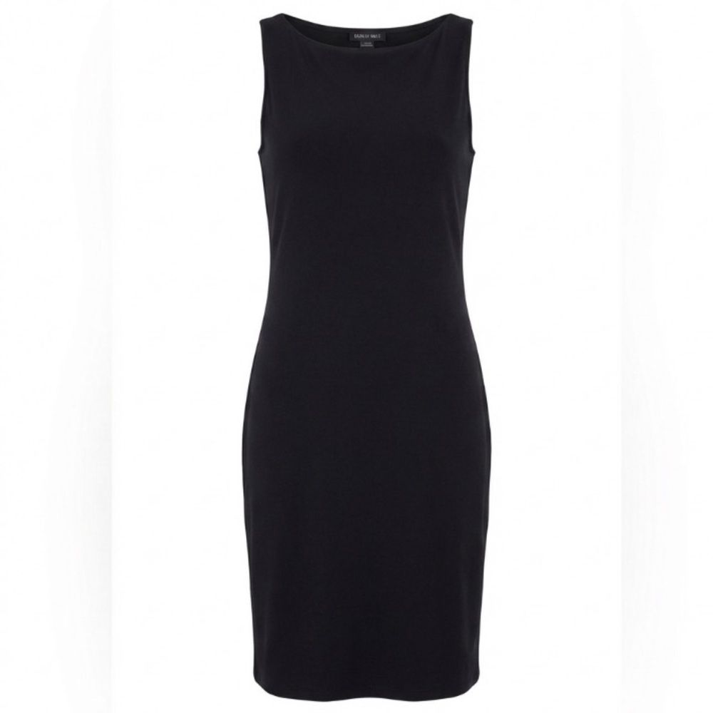 CARILYN VAILE Black Midi Tank Dress Sleeveless Stretchy Travel LBD Medium